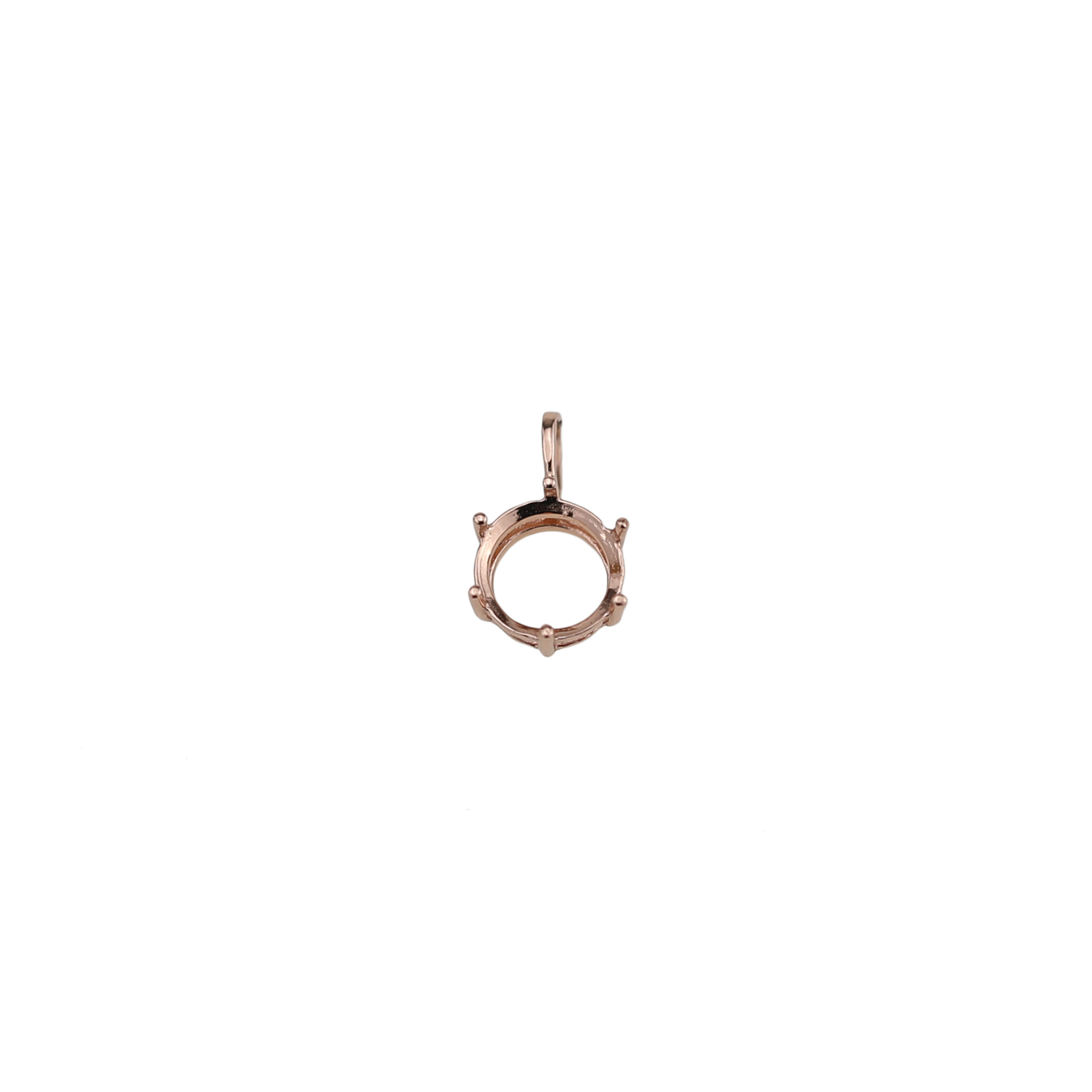 1Pcs 6-8MM Simple Round Prong Bezel Rose Gold Plated Solid 925 Sterling Silver Pendant Blank Settings for Moissanite Gemstone 1411249 - Click Image to Close